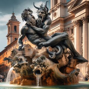 Fontana del Tritone cinto dal Diavolo